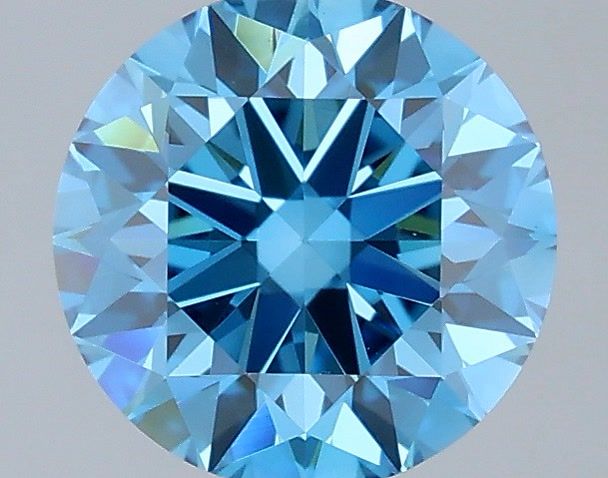 Actual 1.53 carat Vivid Blue Round lab-grown diamond