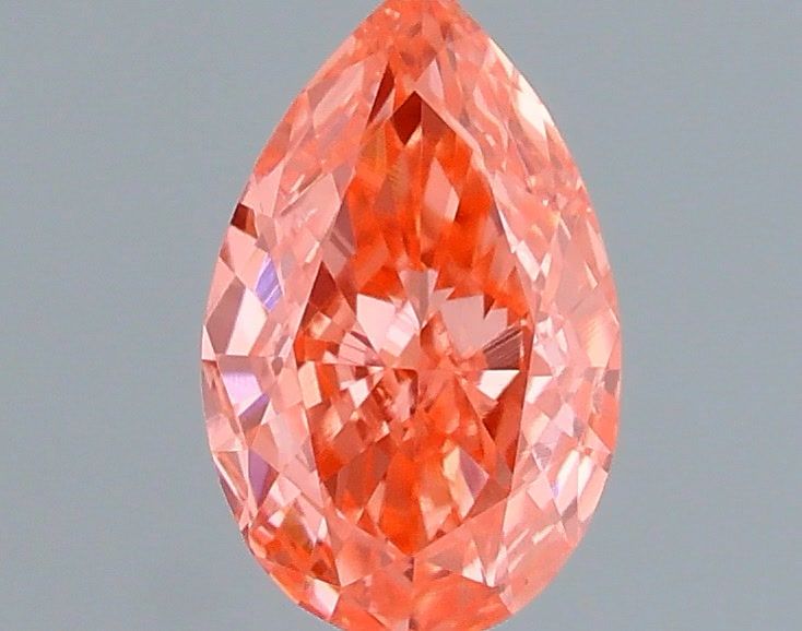 Actual 0.29 carat Vivid Pink Pear lab-grown diamond