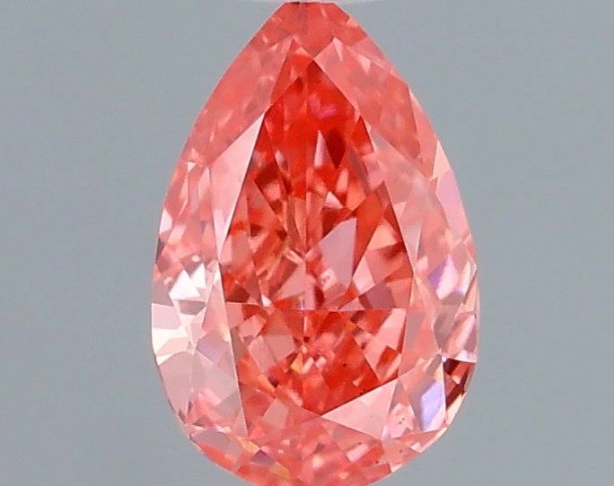 Actual 0.26 carat Vivid Pink Pear lab-grown diamond